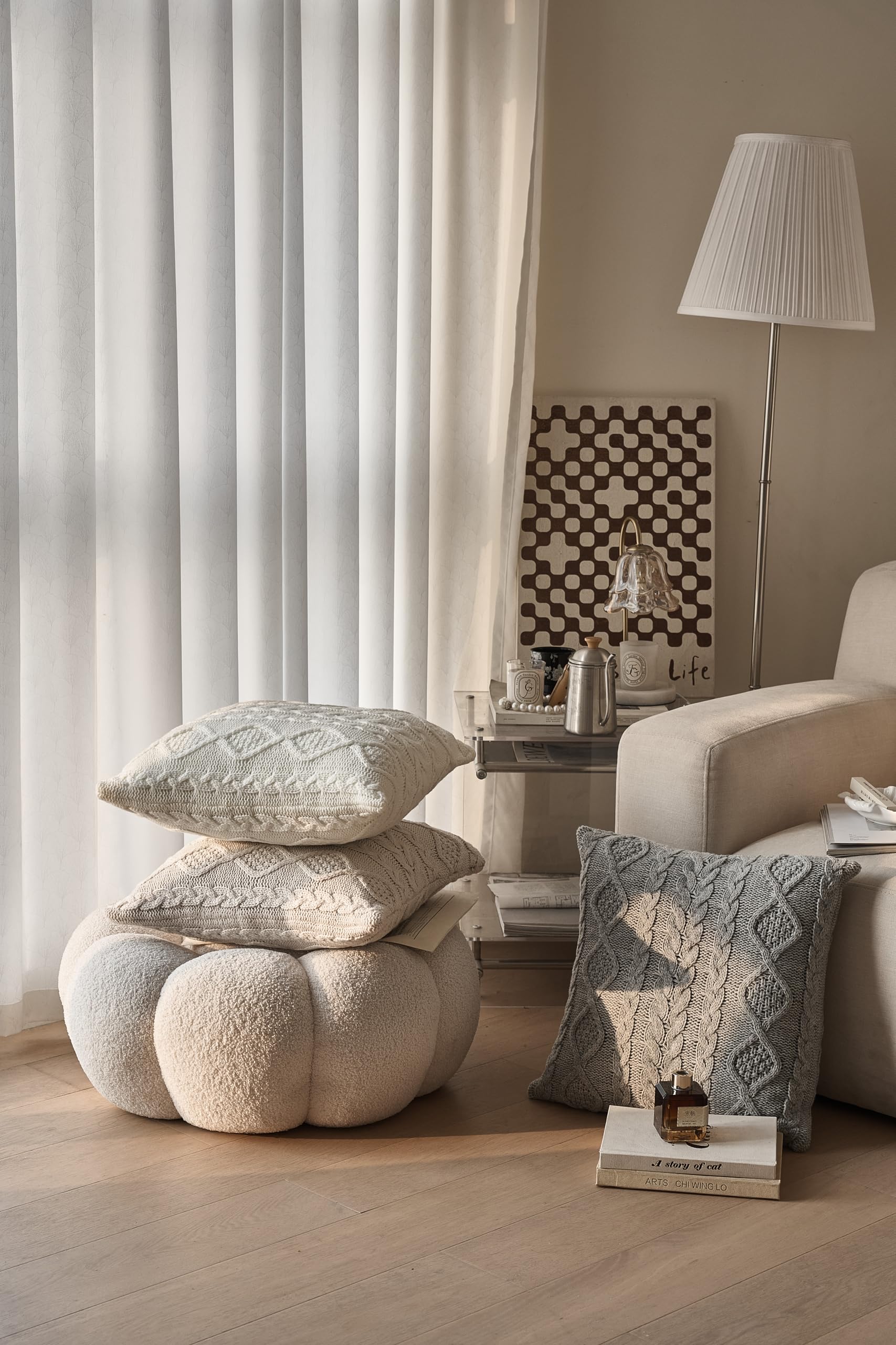 Amazon.co.jp: DOKOT コットン100% ニット装飾ケーブル編みと